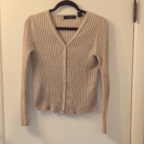 Express Sweaters - Express Women's Tan Ribbed Cotton Sweater